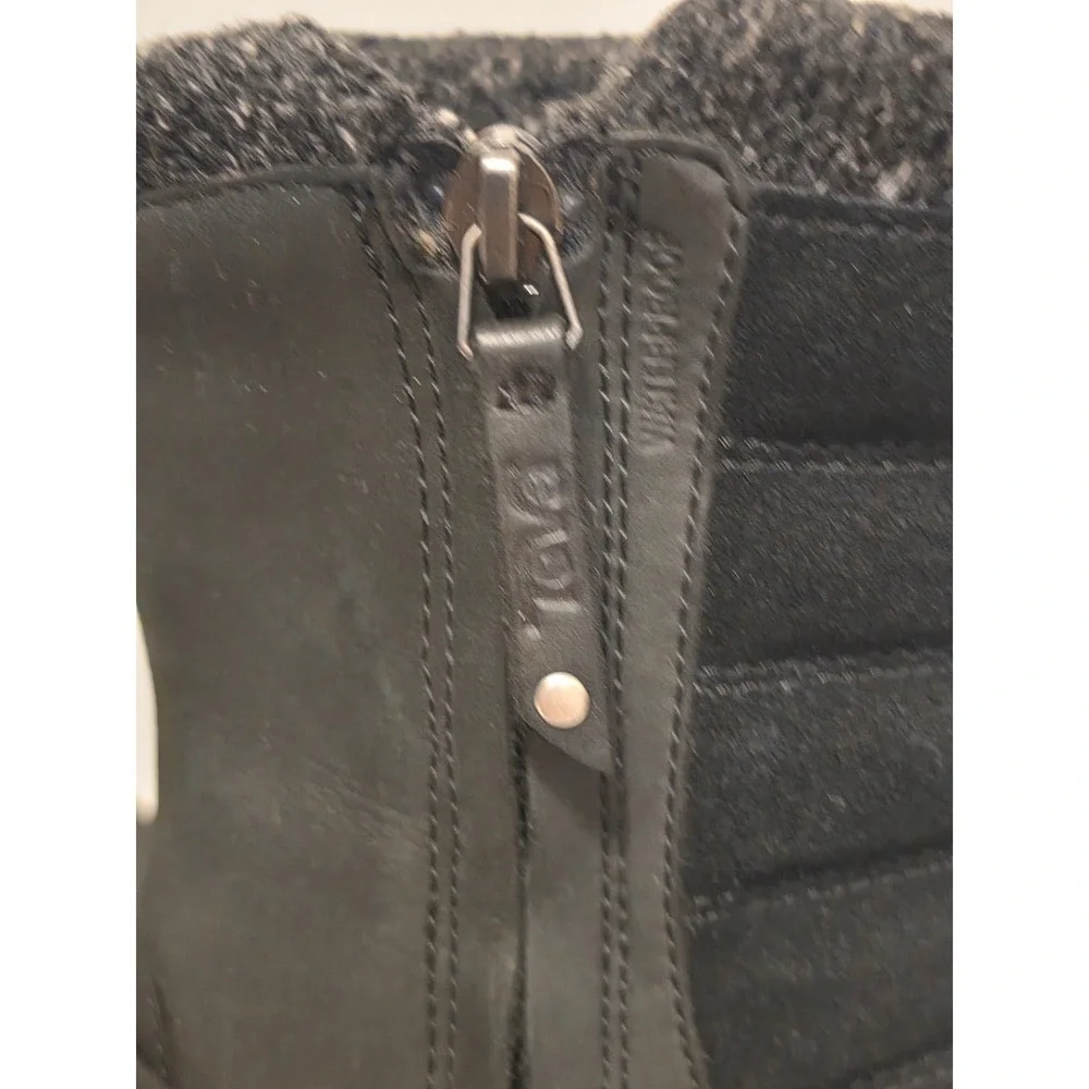 Teva Foxy Mid‎ Waterproof Boots Black Leather Quilted Knit Women Size 5 1012439